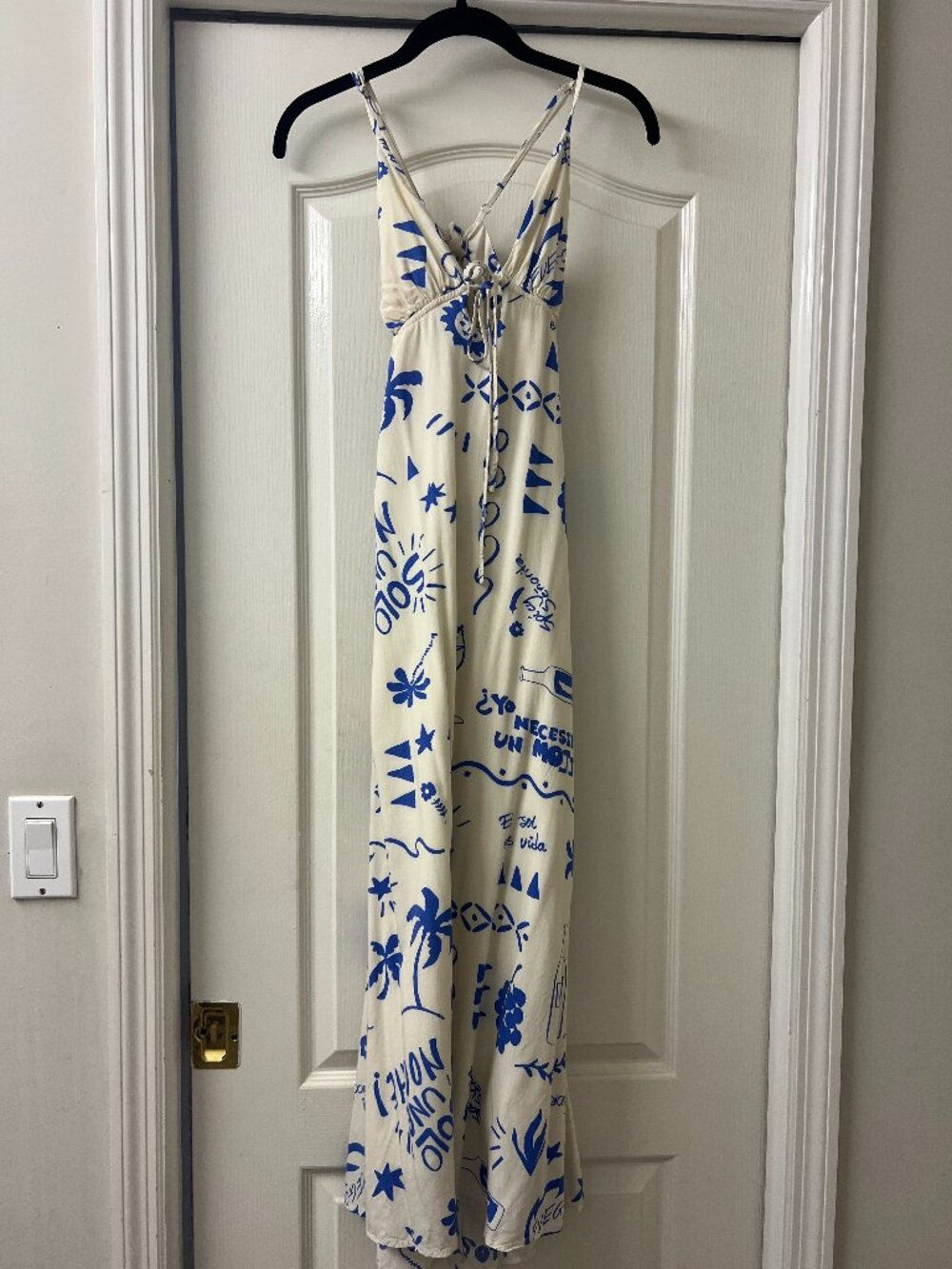 Blue and white maxi dress